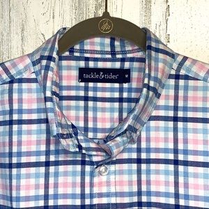 Tackle & Tides L/S Shirt Denim Plaid Pnk Blu   SzM